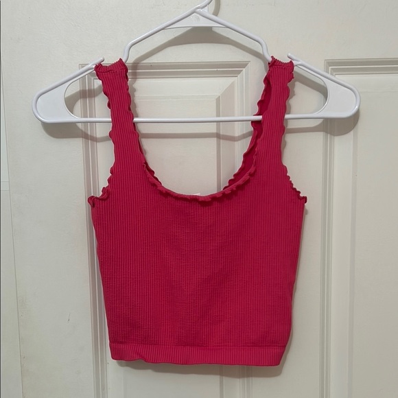 Nikibiki Ribbed Crop Tank Top Pink One Size - Picture 1 of 8